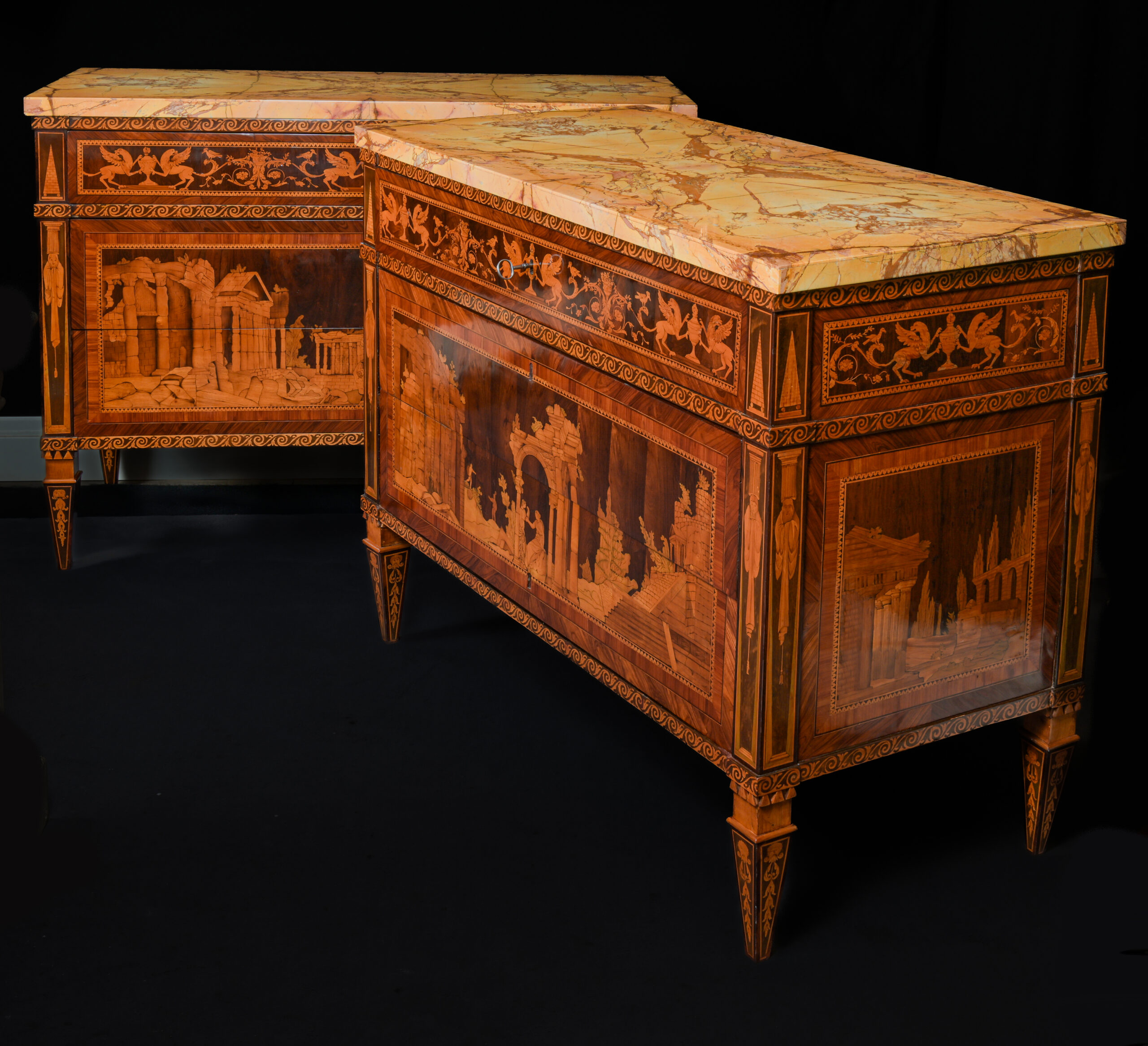 GIOVANNI MAFFEZZOLI (Cremona 1776-1818), A pair of Lombardy LXVI Commodes
