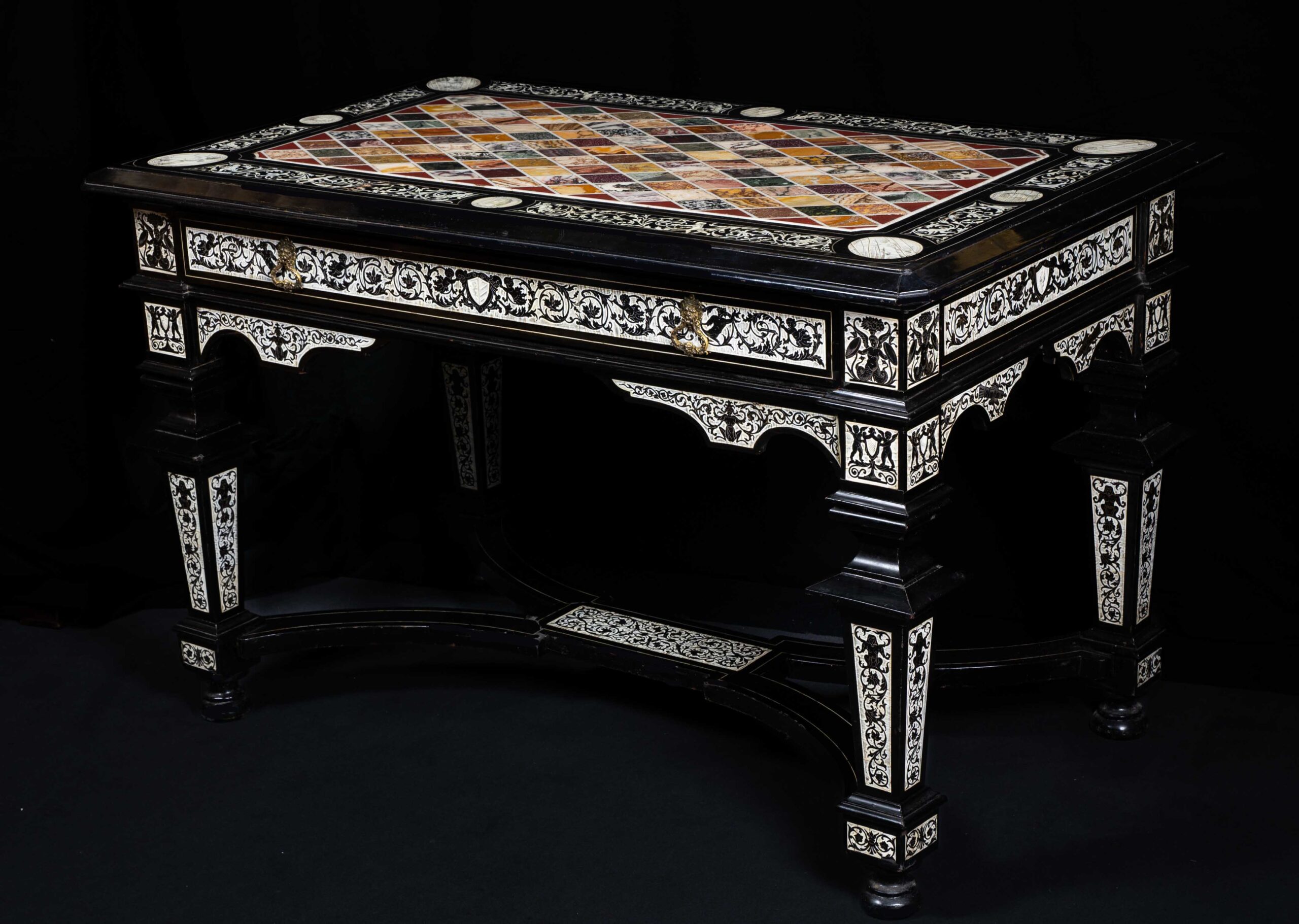 -	Pogliani Ferdinando (Milano, 1832 – 1899). A rectangular center table